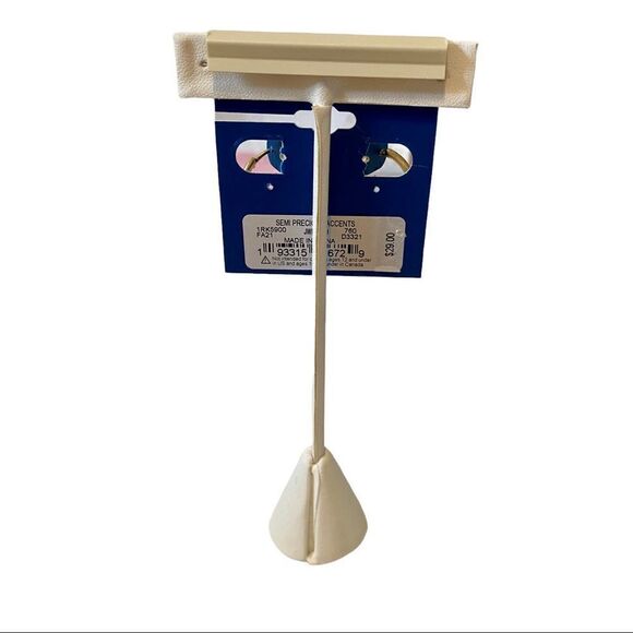 Lucky Gold Toned Hoop Dangle Earrings w/ Lt. Green round stone & Silver star. - Picture 5 of 6